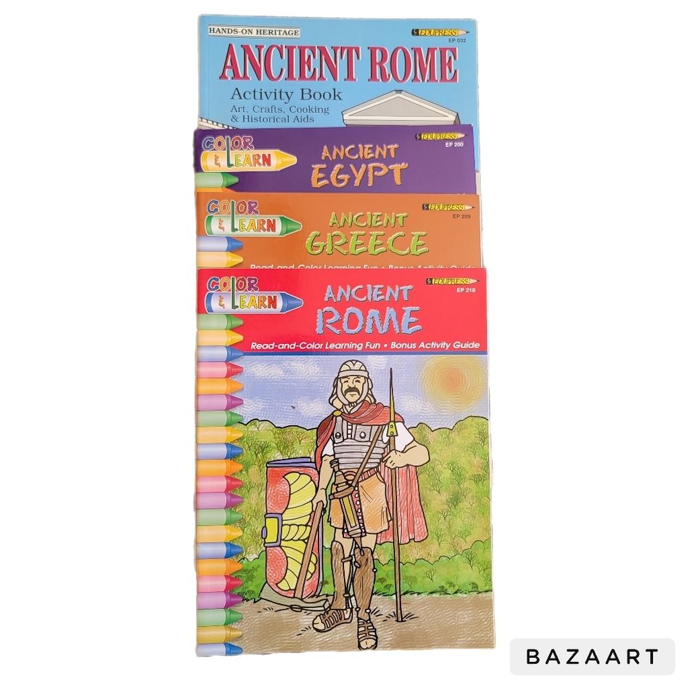 Ancient Greece Rome Egypt Set Of 4 Color/Activity Books Color & Learn EDU Press